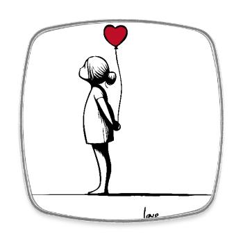LOVE - Viereckiger Kühlschrankmagnet - Weiß - Vorne