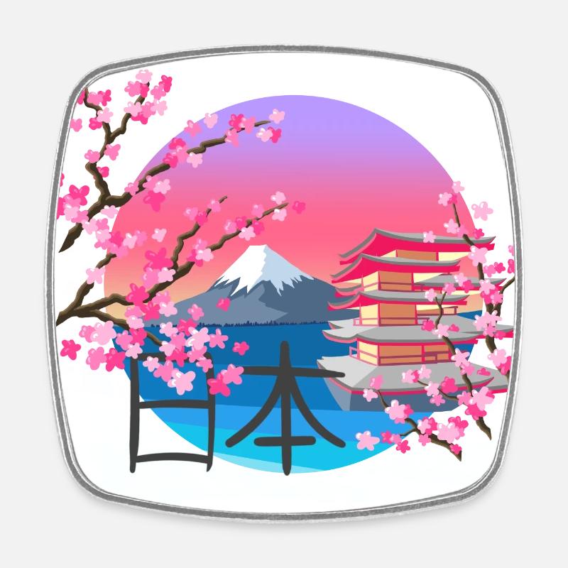 Mount Fuji - Square fridge magnet - white