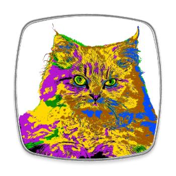 Bunte Katze - Viereckiger Kühlschrankmagnet - Weiß - Vorne