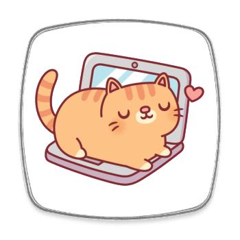 Mignon chat tabby potelé reposant sur un ordinateur portable - Magnet carré - blanc - Devant