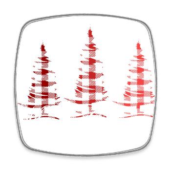 Merry Christmas, Weihnachtsbäume, kariert in rot - Viereckiger Kühlschrankmagnet - Weiß - Vorne