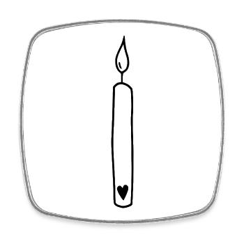 Candle with Heart Hand Painted First Birthday Bodysuit - Square fridge magnet - white - Front