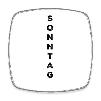 Sunday - black - Square fridge magnet - white - Front