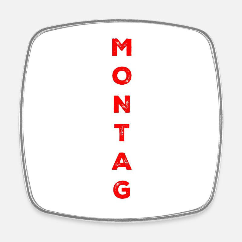 Lundi - rouge - Magnet carré - blanc