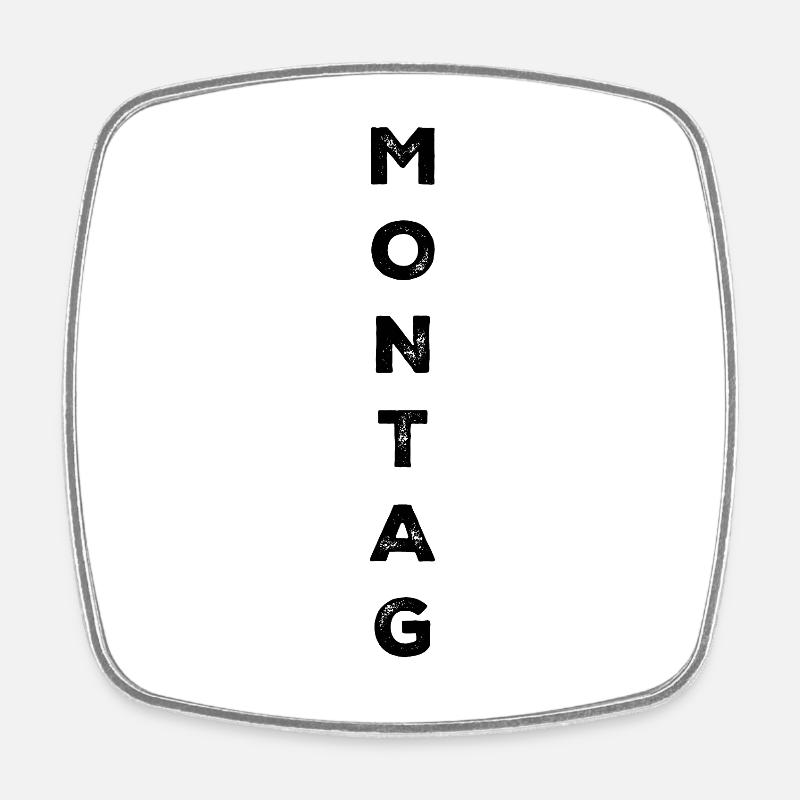 Lundi - noir - Magnet carré - blanc
