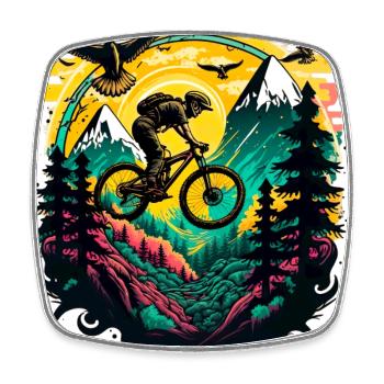 Mountainbike BMX MTB Fahrrad Street Trial Outdoor - Viereckiger Kühlschrankmagnet - Weiß - Vorne