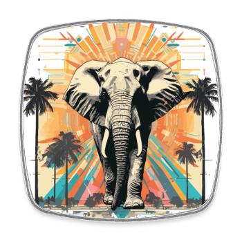 Vintage Elefant im Retro Sommer Tropen Style - Viereckiger Kühlschrankmagnet - Weiß - Vorne