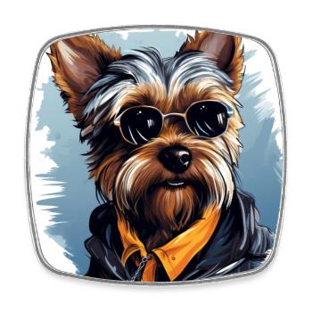 Bricolage urbain : Streetwise Yorkshire Terrier Vibes - Magnet carré - blanc - Devant