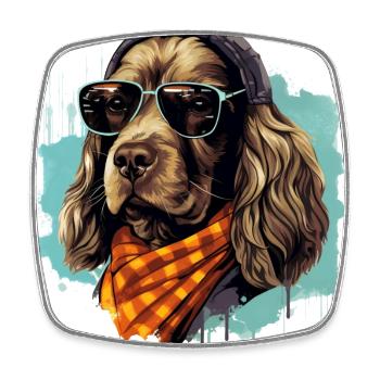 Spaniel Silhouette | Bold Dog Design Streetwear - Square fridge magnet - white - Front