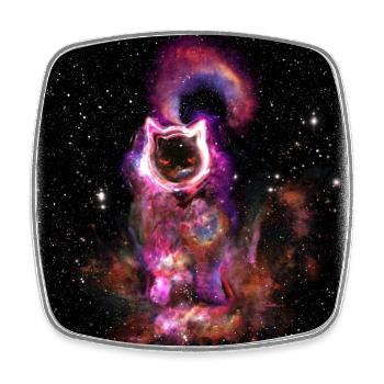 das Schwarze Loch, bekannt als deine Katze (TILE) - Viereckiger Kühlschrankmagnet - Weiß - Vorne