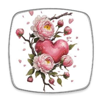 Herz mit Pfingstrosen Valentinstag Liebe Geschenk - Viereckiger Kühlschrankmagnet - Weiß - Vorne