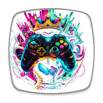 Manette et couronne Elite Gaming Hero - Magnet carré - blanc - Devant