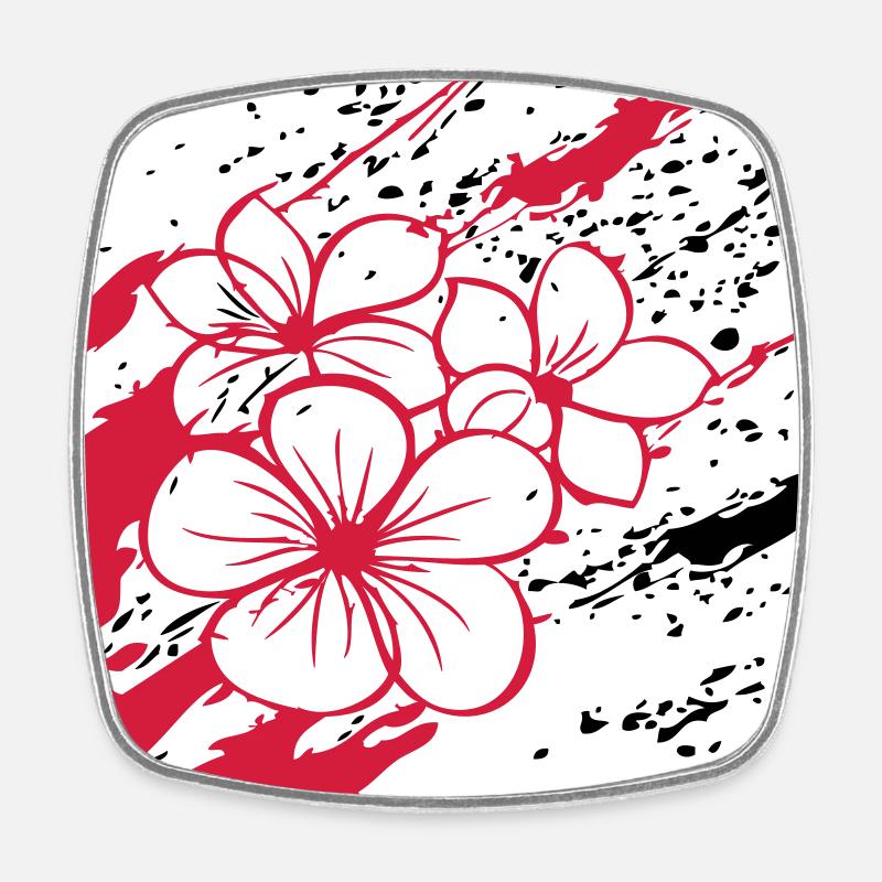 Blumen im Wind, Flowers - Viereckiger Kühlschrankmagnet - Weiß