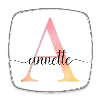 Un | Monogramme | Nom | Annette |Aquarelle - Magnet carré - blanc - Devant
