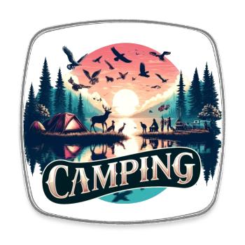 Camping in freier Natur - Viereckiger Kühlschrankmagnet - Weiß - Vorne
