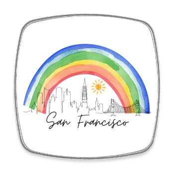 San Francisco Rainbow Skyline - Square fridge magnet - white - Front