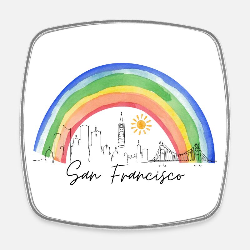 San Francisco Rainbow Skyline - Magnet carré - blanc