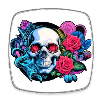 Skulls 'n' Roses - The Buket - Viereckiger Kühlschrankmagnet - Weiß - Vorne