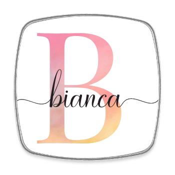 B | Monogramm | Name | Bianca |Watercolor - Viereckiger Kühlschrankmagnet - Weiß - Vorne