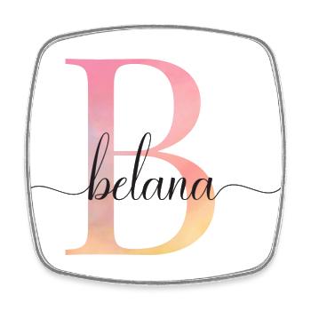 B | Monogramme | Nom | BélèneAquarelle - Magnet carré - blanc - Devant