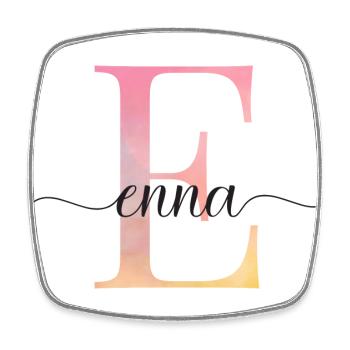 E| Monogramm | Name | Enna |Watercolor - Viereckiger Kühlschrankmagnet - Weiß - Vorne