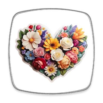 Fashion & more "Herz mit Blumen" 💐❤ - Viereckiger Kühlschrankmagnet - Weiß - Vorne