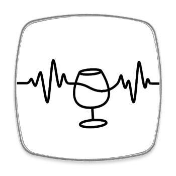 Verre à vin Heartbeat - Magnet carré - blanc - Devant