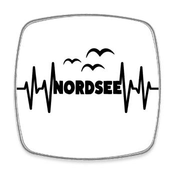 NORDSEE Herzschlag Meer Küsten Liebe - Viereckiger Kühlschrankmagnet - Weiß - Vorne