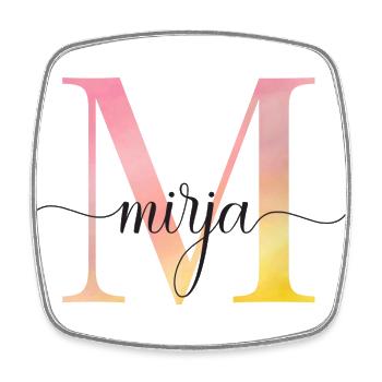 M | Monogramm | Name | Mirja |Watercolor - Viereckiger Kühlschrankmagnet - Weiß - Vorne
