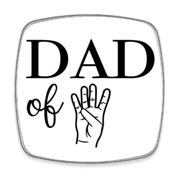 Dad of Four Father - Square fridge magnet - white - Front