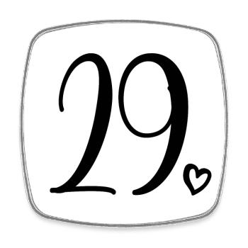 Cute Number 29, 29 Years Old, 29th Birthday Gift - Square fridge magnet - white - Front