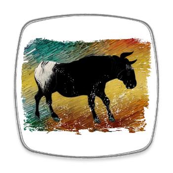 Taureau de Camargue peinture - Magnet carré - blanc - Devant