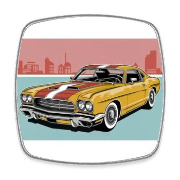 Muscle car rétro 2 - Magnet carré - blanc - Devant