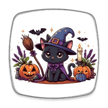 Gruseliges Kätzchen Halloween 2 - Viereckiger Kühlschrankmagnet - Weiß - Vorne