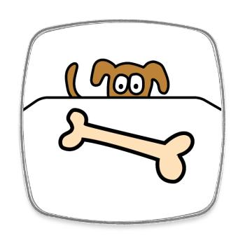 Chien en os - Magnet carré - blanc - Devant