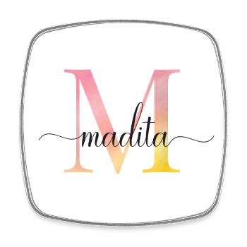M | Monogram | Name |Madita|Watercolor - Square fridge magnet - white - Front
