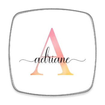 A | Monogram | Name | Adriane |Watercolor - Square fridge magnet - white - Front