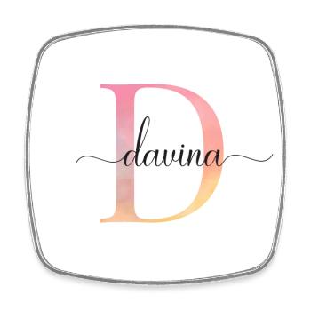 D| Monogramme | Nom | Davina |Aquarelle - Magnet carré - blanc - Devant