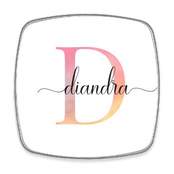 D| Monogram | Name | Diandra|Watercolor - Square fridge magnet - white - Front