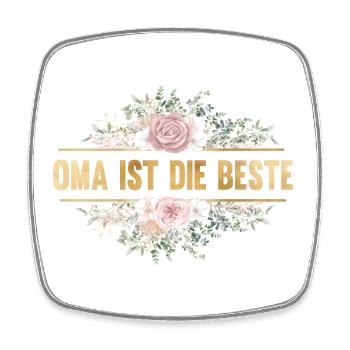 Oma ist die Beste! Floral, personalisierbar - Viereckiger Kühlschrankmagnet - Weiß - Vorne