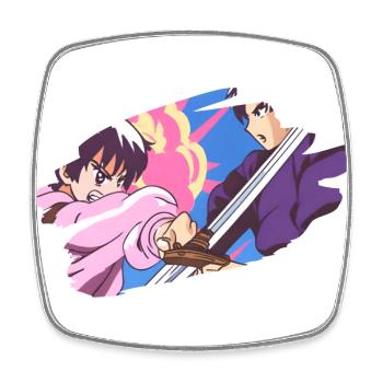 Anime Manga Cartoon Ennemis Combat à l’épée - Magnet carré - blanc - Devant