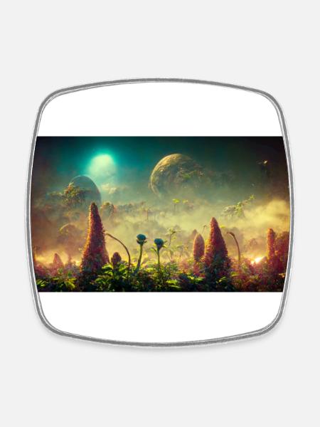 Futuristic world - Square fridge magnet - white