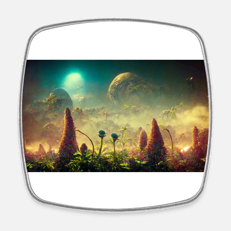 Futuristic world - Square fridge magnet - white