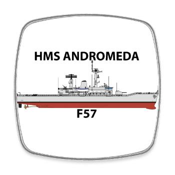 HMS ANDROMEDA -LEANDER ORIG - Square fridge magnet - white - Front