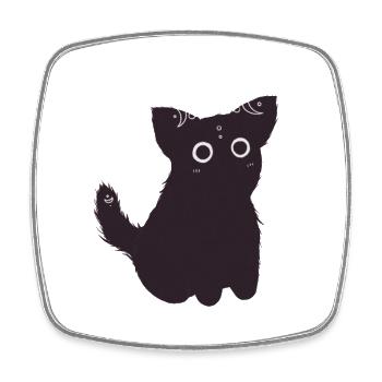 Cute Black Cat - Square fridge magnet - white - Front