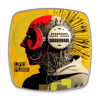 LFO Punk 2 - Viereckiger Kühlschrankmagnet - Weiß - Vorne