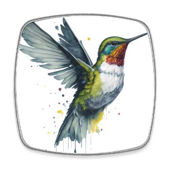 Anmutiger Kolibri in Aquarell - Viereckiger Kühlschrankmagnet - Weiß - Vorne