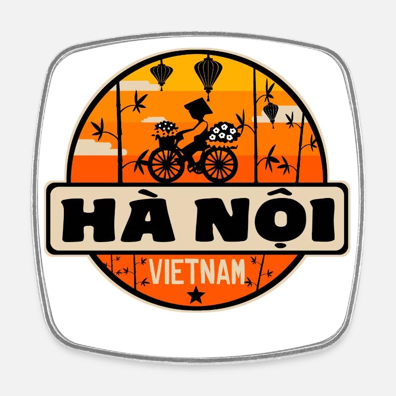 Hanoi Vietnam - Square fridge magnet - white