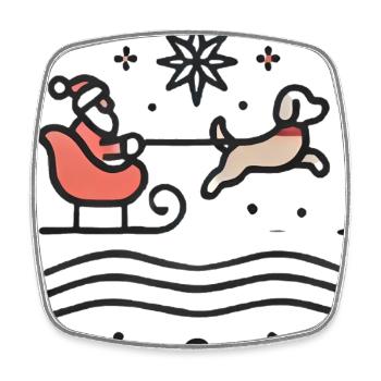 Warm Christmas Wishes Santa Dog - Square fridge magnet - white - Front