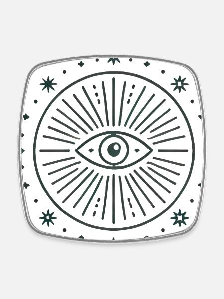 Inner Eye Radiance Graphic Badge - Square fridge magnet - white